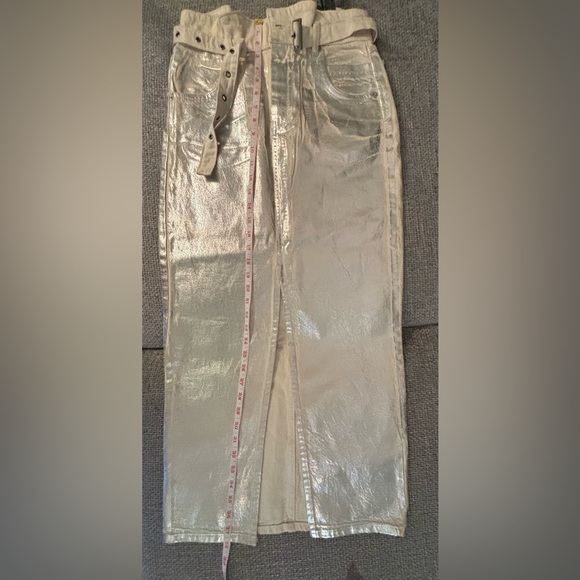 NWOT Zara Metallic Silver High-Waisted Midi Skirt – Size Small - Picture 12 of 15